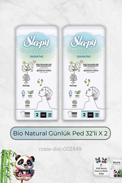 Sleepy 32 عبوة من الفوط اليومية الطويلة Bio Natural X 2 وهدية روزي