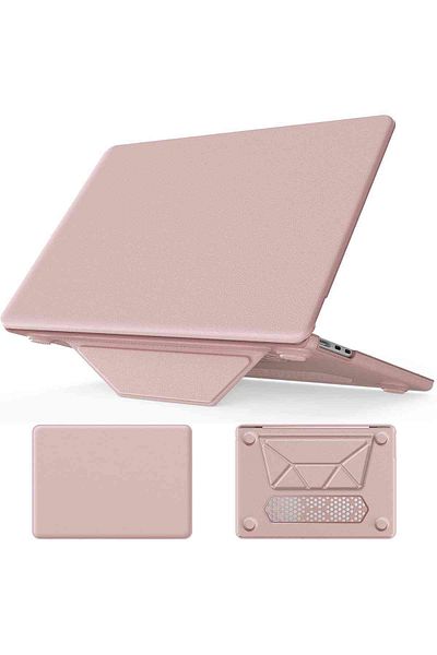 Fuchsia حافظة حماية جلدية فاخرة رفيعة مع حامل متوافق مع Macbook Air M2/M3 مقاس 13.6 بوصة