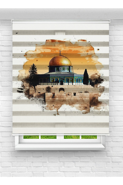 vanilyahome Dini Baskılı Kubbet-üs Sahra Desenli Dijital Baskılı Zebra Stor P...