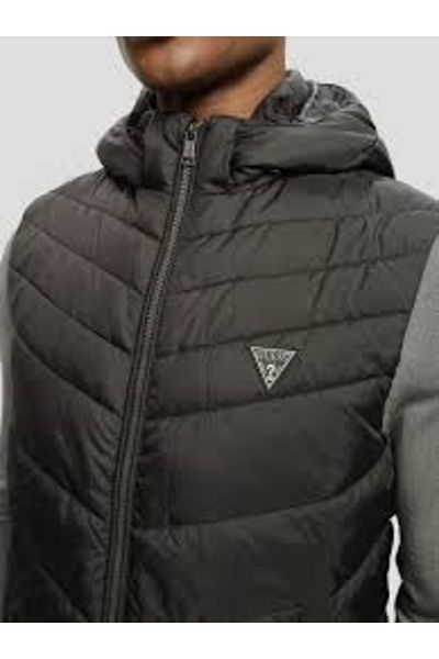 Guess Jeans Men's black hooded vest Guess jeans