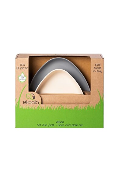 eKoala Set 2 Farfurii, , Bioplastic, White/grey