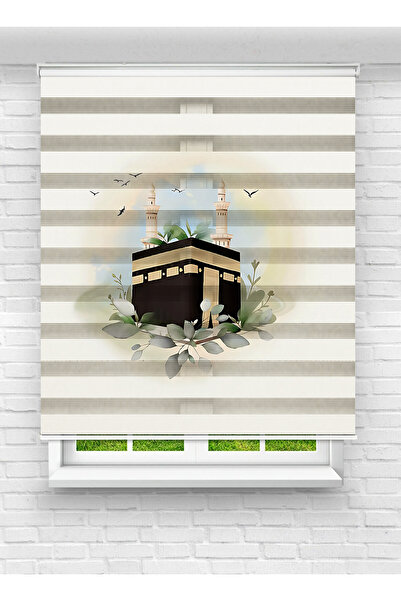 vanilyahome Dini Baskılı Kâbe Desenli Dijital Baskılı Zebra Stor Perde