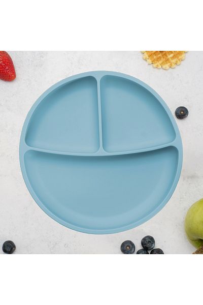 APPEKIDS Farfurie Compartimentata Din Silicon Cu Ventuza, - Aqua Blue