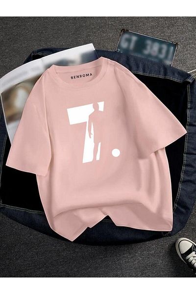 BENROMA 1 προϊόν δώρο για αγορές 6 και άνω Oversize Football Player Printed Unisex Tisort Printed