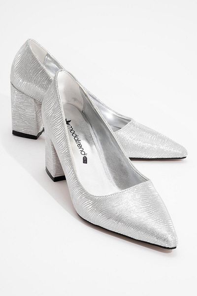 CCWAY AYAKKABI Pantofi cu toc pentru femei Silver Wave
