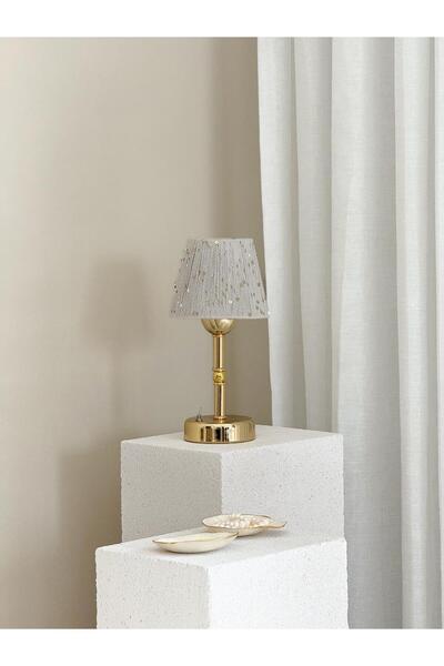 Maison Avf Pullu Gold Vizon Tasarım Masa Lambası - Alt Uzun Parlak Gold