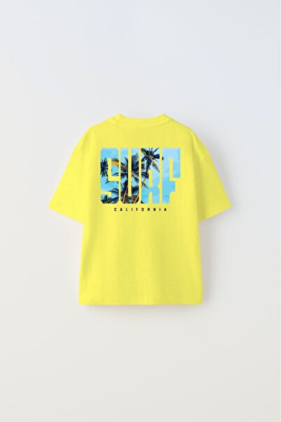 GIA - ART Surf California Napisano Štampano Žuto dete T-shirt