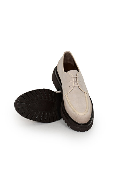 Tuna Genuine Suede Leather Beige Classic Men's Shoes Lace-Up Eva Sole - 0927