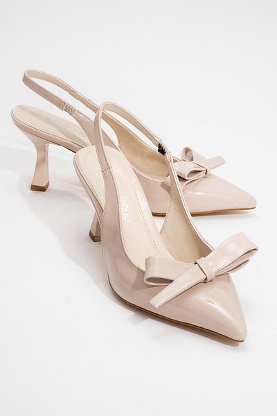 CCWAY AYAKKABI Ten Patent Leather Women's Bow Heeled Shoes