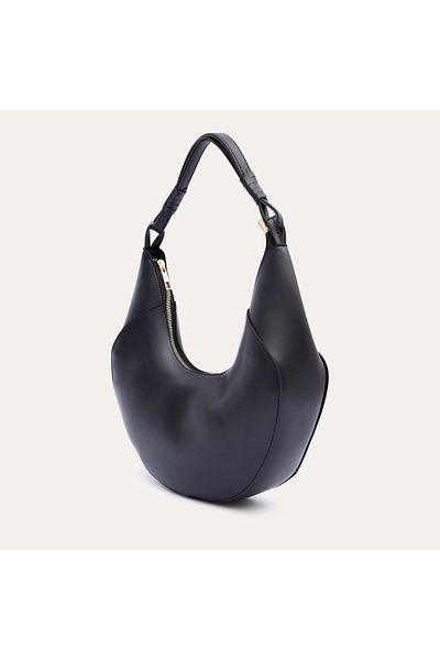 Mudo Leather Look Half Moon Shoulder Bag