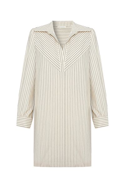 Mudo Mini Dress with Shirt Collar Stripes
