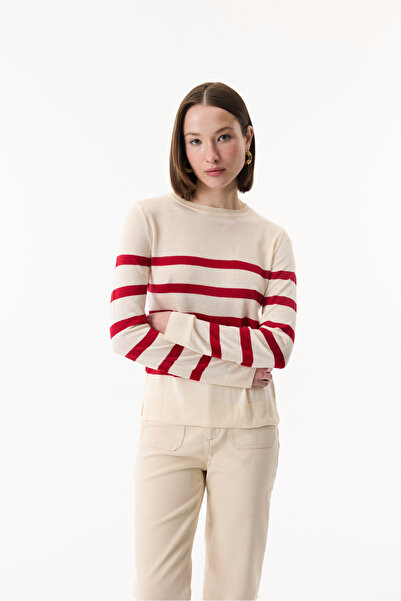 Mudo سترة محبوكة مخططة بياقة دائرية