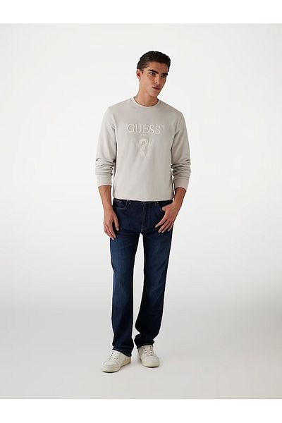 Guess Jeans Men's white sweatshirt with embroidered Guess jeans logo