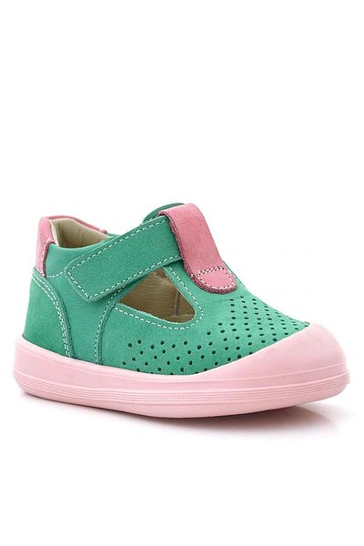 Rakerplus Shaun Genuine Leather Water Green Pink Velcro Anatomical Baby Girl Sandals