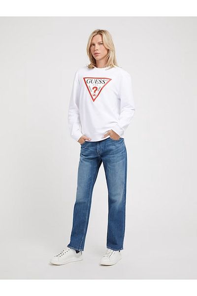 Guess Jeans Men's white sweatshirt big triangle logo Guess jeans