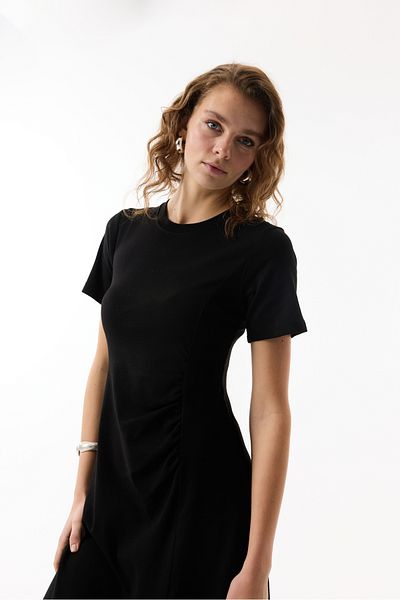 Mudo Shirred Slit Long Dress