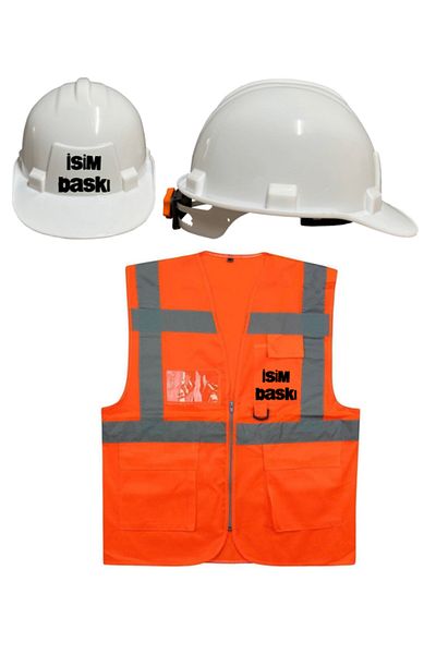 Teknik Set de două căciuli și vestă de inginer (cu nume imprimat) (Vă rugăm să comunicați detaliile de imprimare din partea de întrebare)