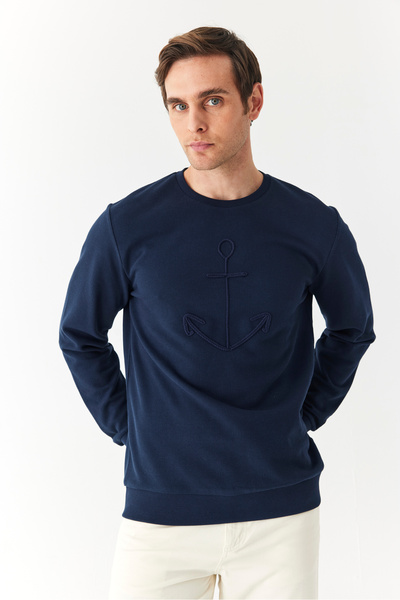 Mudo BİSİKLET YAKA ÇAPA NAKIŞLI SWEATSHIRT