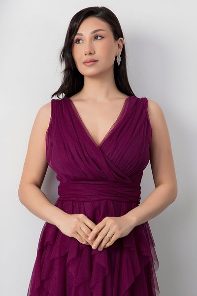 PULLIMM 13360 Rochie de seara lunga cu volane dublu