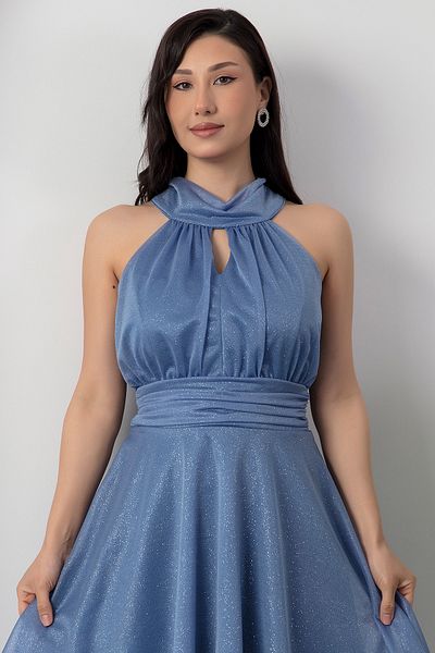 PULLIMM 13376 Rochie din tul cu sclipici cu decolteu C