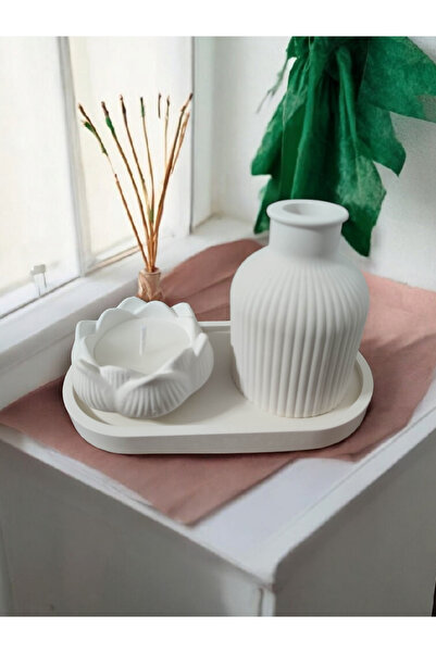 MECora Design Dekoratif Seramik Lotus Çiçeği Mum Seti – Şık Vazo ve Sunum Tep...