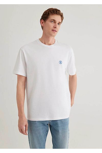 Mavi Logo Embroidered White Men's T-Shirt M067074-620