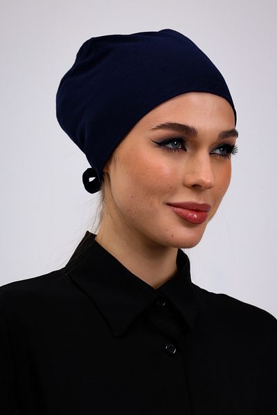 Loggia Navy Blue Combed Bonnet - Hijab Tie and Seamless