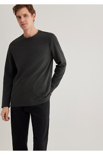 Mavi Erkek Uzun Kollu Gri Basic Tişört 064622-26834