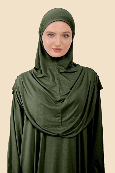 Sonbaharmoda Ολόσωμο φόρεμα προσευχής Hijab με αποσπώμενο μαντίλι από οργανικό βαμβάκι ελαστικό χτενισμένο βαμβάκι