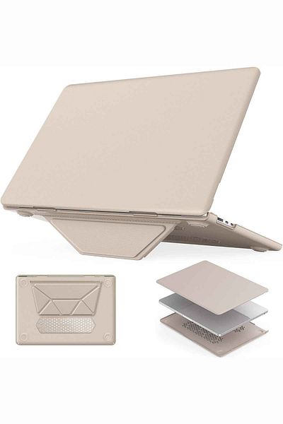 Fuchsia حافظة جلدية واقية فاخرة رفيعة مع حامل لجهاز Apple Macbook Air 15 مقاس 15.3 بوصة