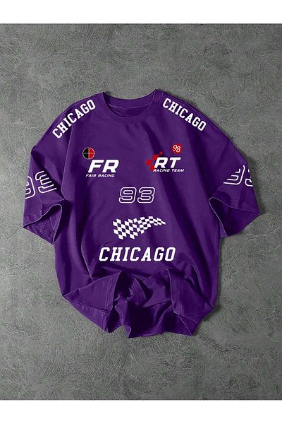Vordevia Chicago Multi Printed Oversize Βαμβακερό T-Shirt