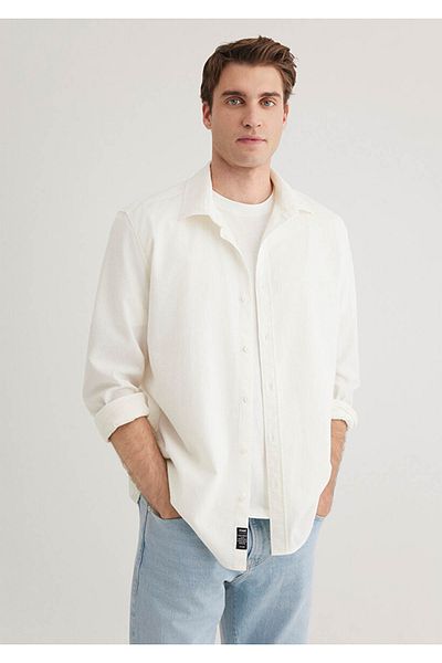 Mavi Men's Ecru m 0211424 -70057 Regular Shirt