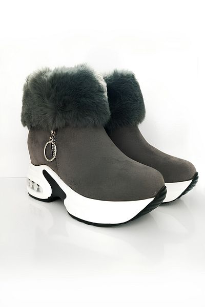 Ticen Women's Sheepskin Platform Heeled Boots |   Special Elegance with Zipper and Winter