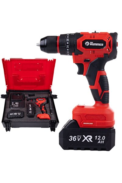 PROHUMMER Akülü Kömürsüz Darbeli Vidalama Matkap Seti 10p (Kırmızı) PH242