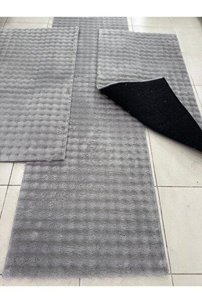 Flow GRİ YUMUŞAK PELUŞ BUBBLE KAYMAZ ÖZEL TABAN 3 PARÇA YATAK ODASI SETİ