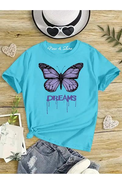 New Shine 1 tricou este un cadou pentru achiziții de 6 și mai sus în coș - Tricou oversize cu imprimeu Dreams Butterfly