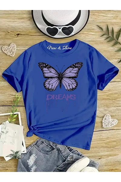 New Shine 1 tricou este un cadou pentru achiziții de 6 și mai sus în coș - Tricou oversize cu imprimeu Dreams Butterfly