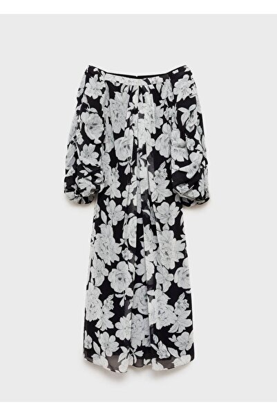 MANGO Woman Çiçekli straplez elbise