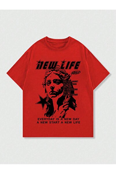 Vordevia New Life Štampano Oversize kroj Pamuk lu majica