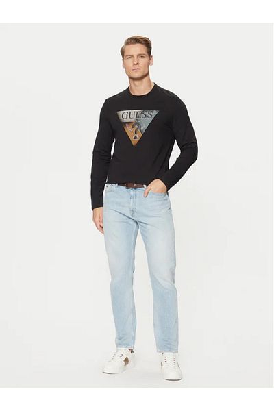 Guess Jeans Ανδρικό μακρύ μακρυμάνικο μπλουζάκι τρίγωνο γραφικό τζιν Guess