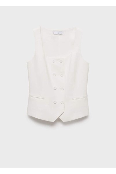 MANGO Woman Çift düğmeli kumaş yelek