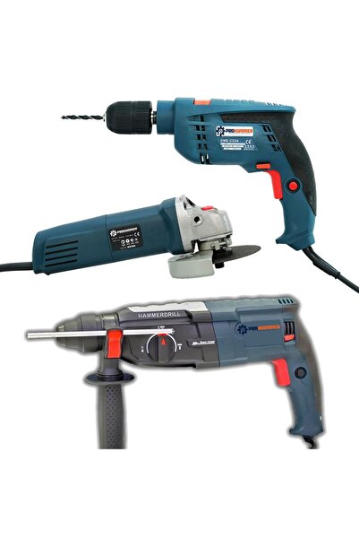 prohummer Elektrikli 3 lü Set Vidalama Kırıcı Delici Taşlama PH235