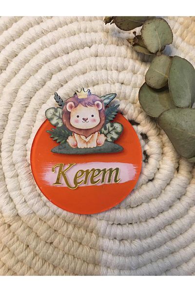 TWİN COLLECTION Lion Figure Circle Plexi Magnet Gift (25 Pcs)