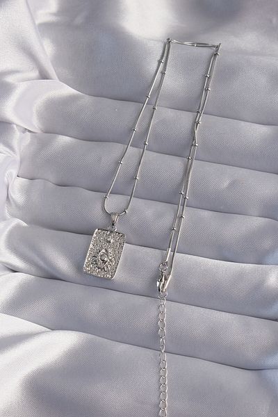 Skygo Silver Colored 316l Laser Embroidered Tarot Necklace - Tj-bko9018