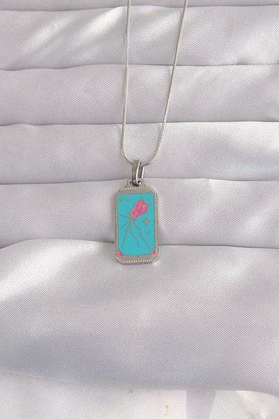 Skygo 316L Steel Silver Color Blue Enamel Tarot Necklace - Tj-Bko9046