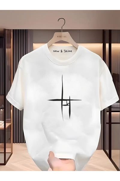New Shine Μπλουζάκι με γραμμικό εμπριμέ Oversize