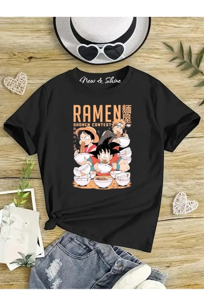 New Shine TRIUC OVERSIZE IMPRIMAT ANIME RAMEN EATING THREE pentru copii