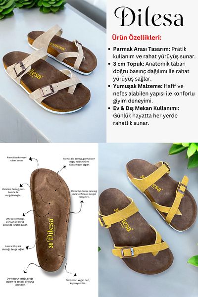 Dilesa Tan Suede Anatomical Sole Flip Flops Women's Slippers