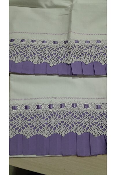 Papatyam El İşi 2 Adet Yastık (75x47) Dantel İşleme/El Örgüsü Dantel Takımı Ç...