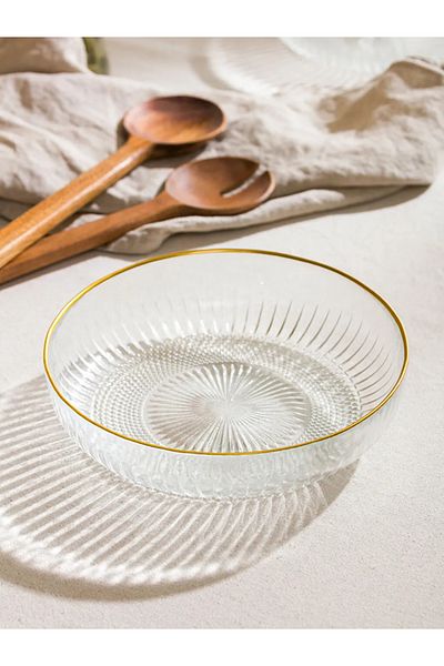 LC Waikiki Lcw Colorless Patterned Glass Bowl Set of 2 21 cm